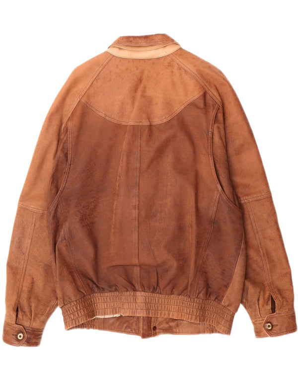 Giaccomo Larusso Mens Leather Jacket IT 52 XL Brown Leather