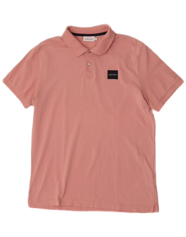 Męska koszulka polo Calvin Klein, średnio różowa, bawełniana