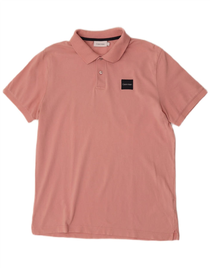 Męska koszulka polo Calvin Klein, średnio różowa, bawełniana