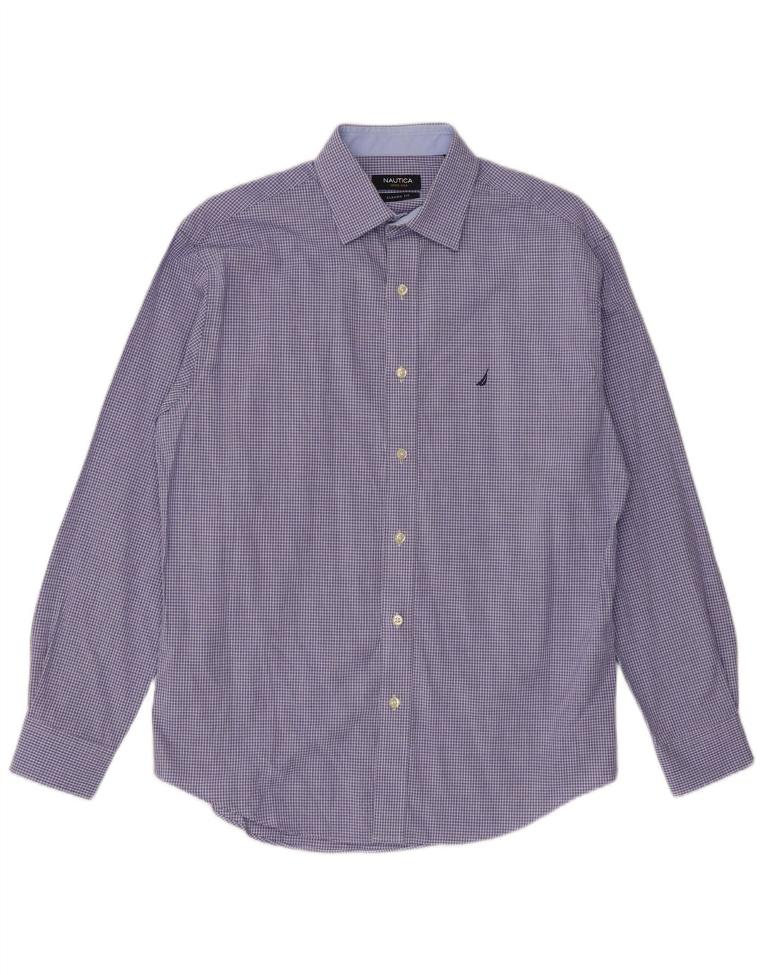 Męska koszula NAUTICA o klasycznym kroju, rozmiar 15, bawełniana w średnią niebieską kratkę