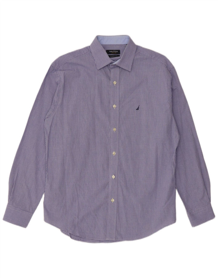 Męska koszula NAUTICA o klasycznym kroju, rozmiar 15, bawełniana w średnią niebieską kratkę