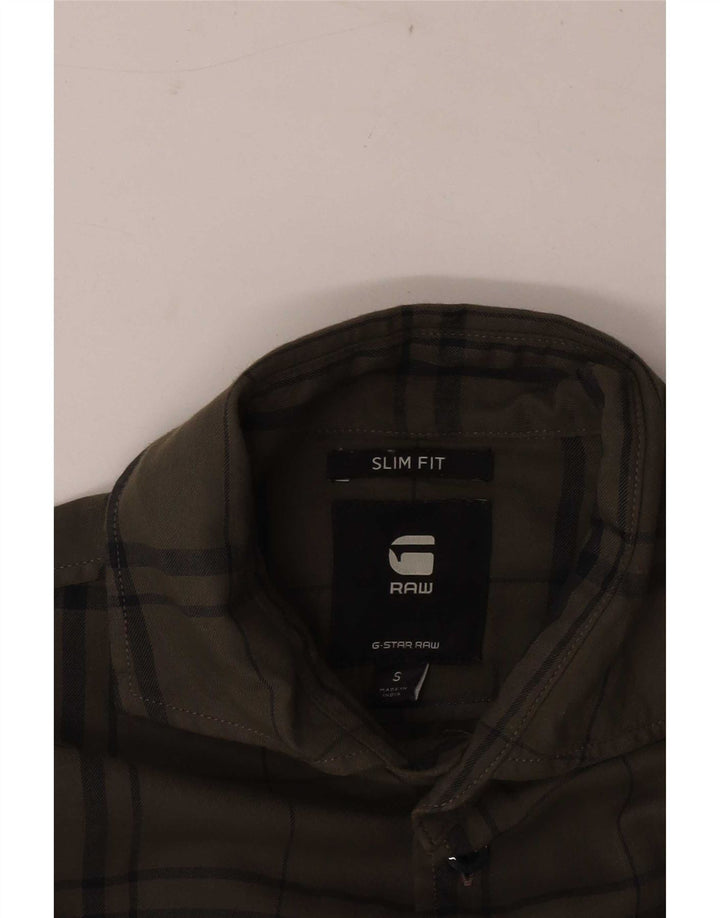 Męska koszula flanelowa G-Star Slim Fit w małą zieloną kratkę