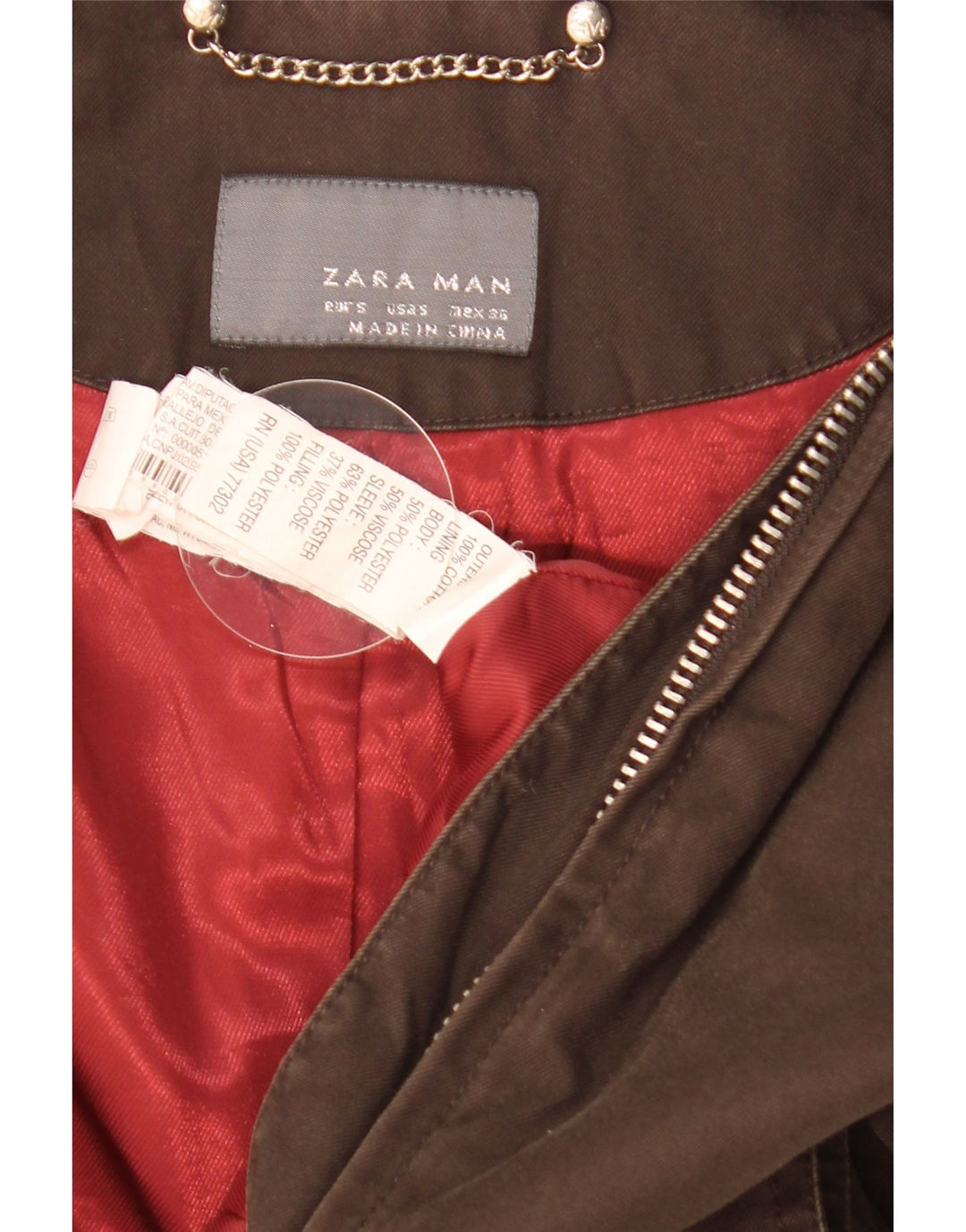 Męska kurtka bomberka Zara UK 36 Small Brown Cotton