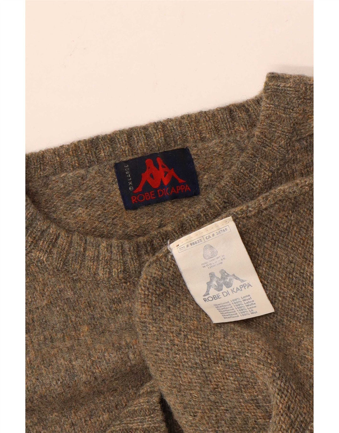 Męski sweter z okrągłym dekoltem Kappa XL, wełniany beżowy