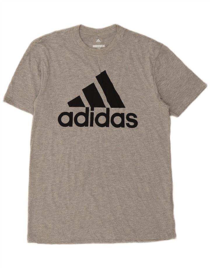 Męska koszulka z grafiką Adidas Top, średni szary, nakrapiany poliester