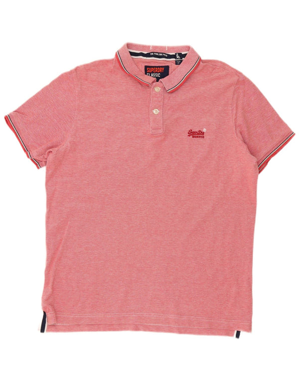 Męska koszulka polo Superdry 2XL Różowa, bawełniana w plamki