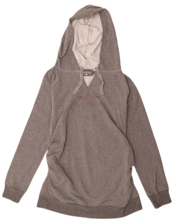 CONVERSE Damski sweter z kapturem z grafiką UK 14, duży, szary, bawełniany