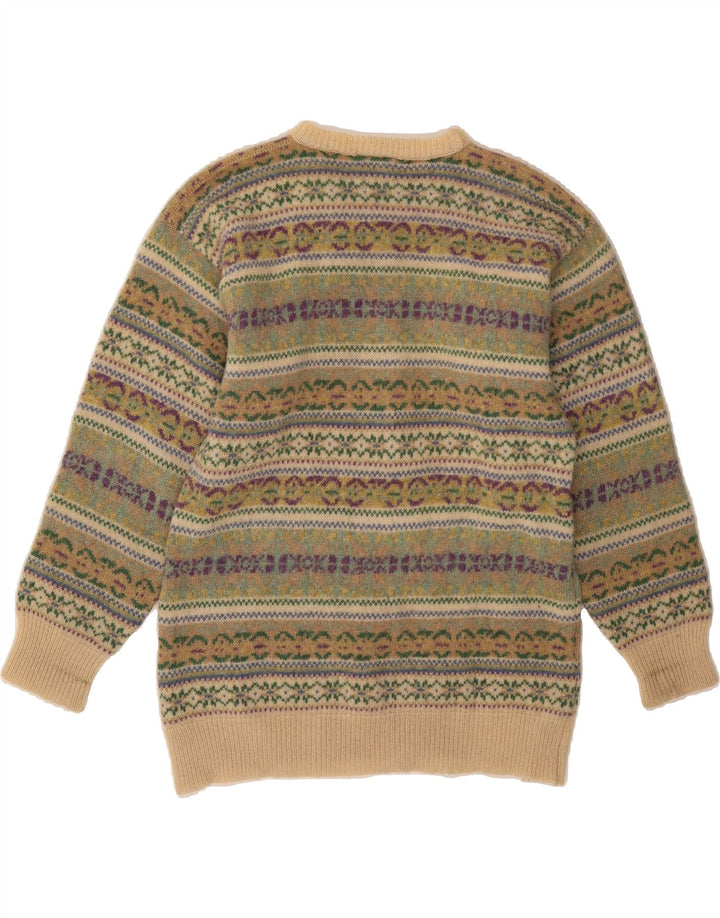 MICHAEL ROSS Męski sweter z okrągłym dekoltem, mały zielony Fair Isle