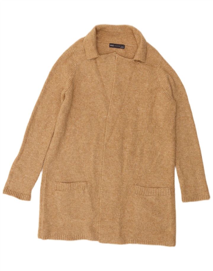 Marks & Spencer Damski sweter rozpinany o długim kroju, UK 10, mały, brązowy