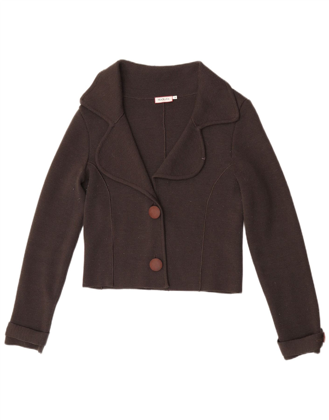 Damski sweter rozpinany Max & Co. UK 12 Średni brązowy wełniany
