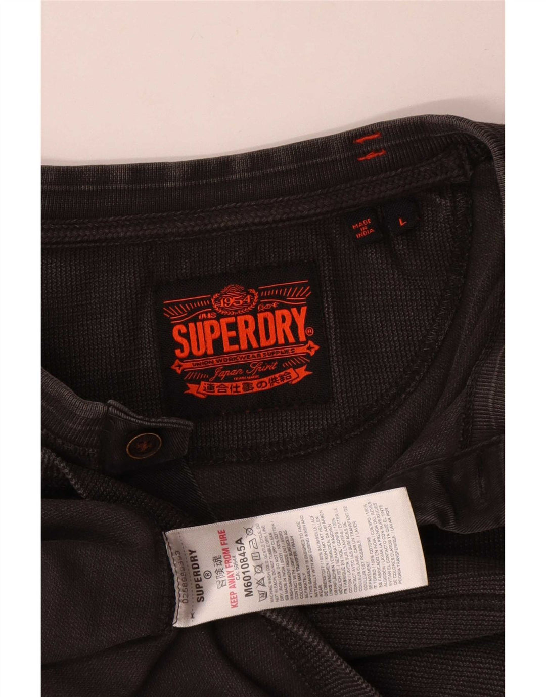 Męski top Superdry z długim rękawem, duży, szary, bawełniany