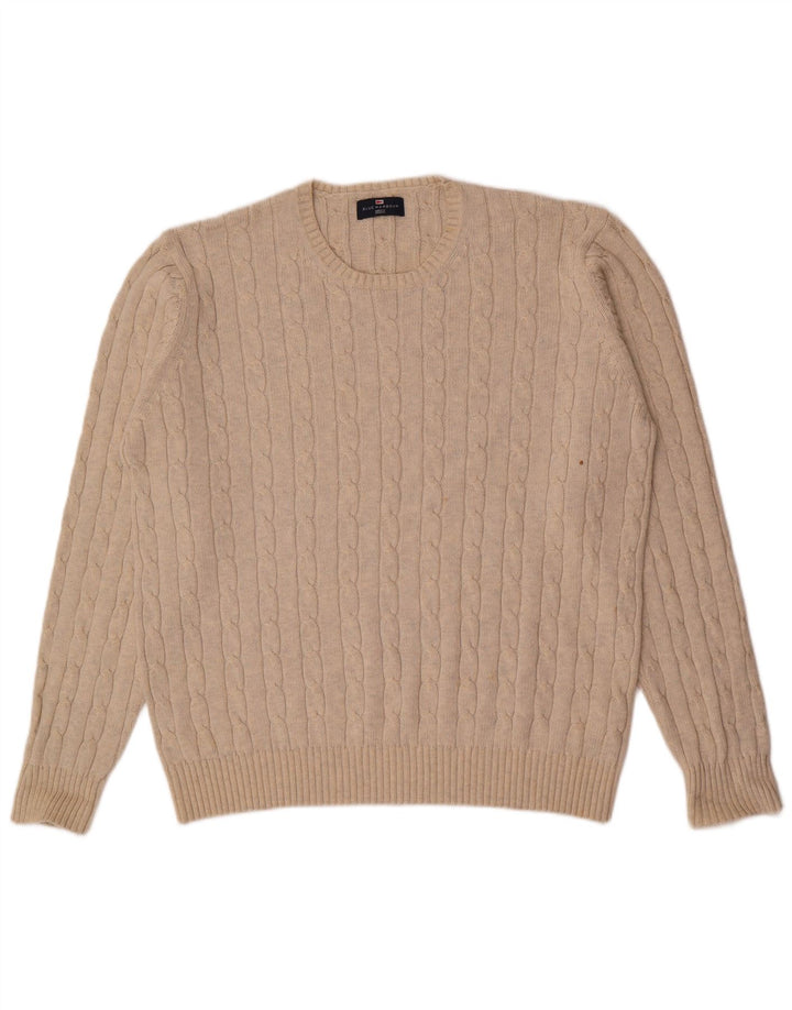 Marks & Spencer Męski sweter z okrągłym dekoltem XL, beżowy