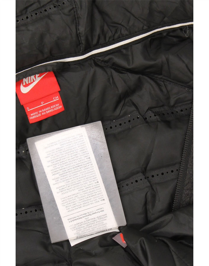 Damski, oversize'owy płaszcz wiatrówkowy NIKE z kapturem UK 10, mały, szary poliester