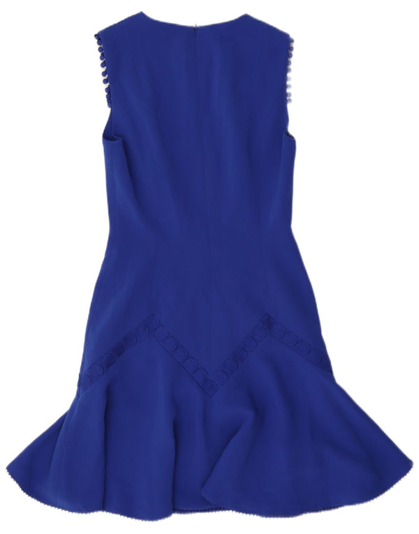 Karen Millen Damska sukienka płaszczowa bez rękawów UK 8 Small Blue Triacetate