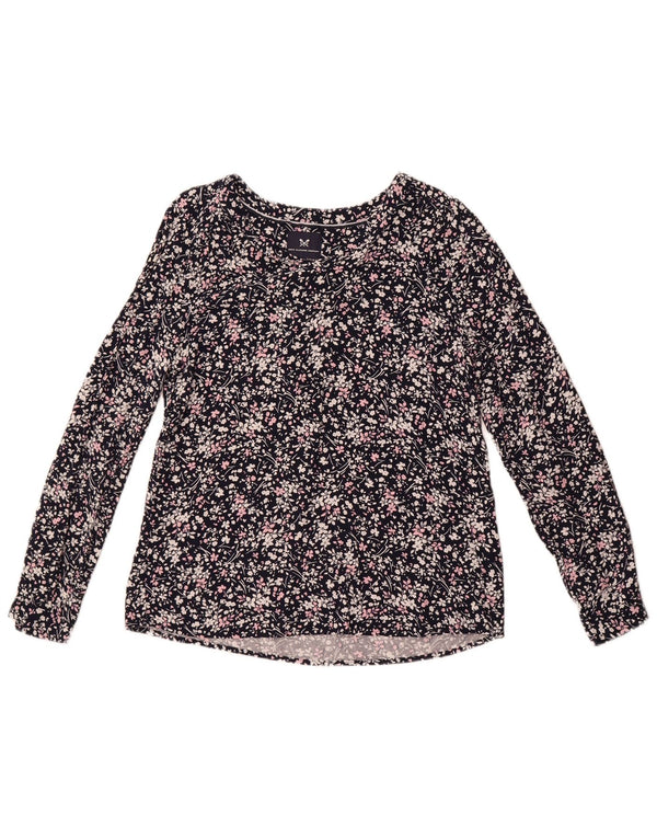 Crew Clothing Damska bluzka z długim rękawem Top UK 12 Średni granatowy w kwiaty