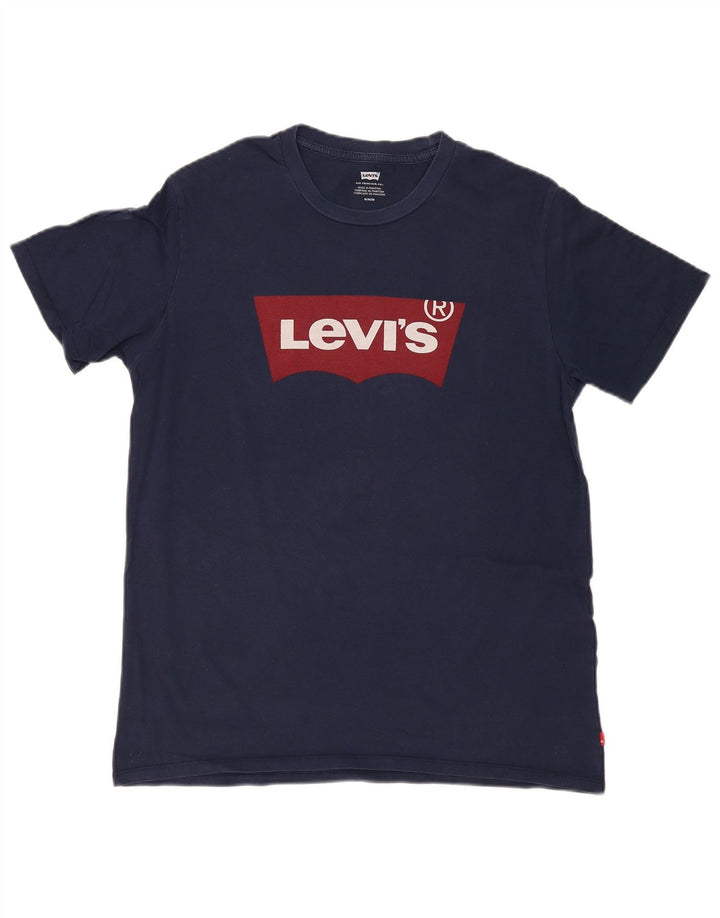 Męski T-shirt z grafiką LEVI'S, średni, granatowy, bawełniany