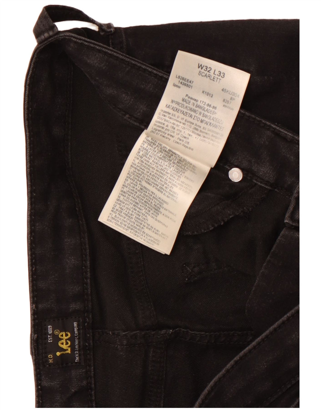 Damskie jeansy Lee Scarlett Skinny W32 L29 Czarne bawełniane