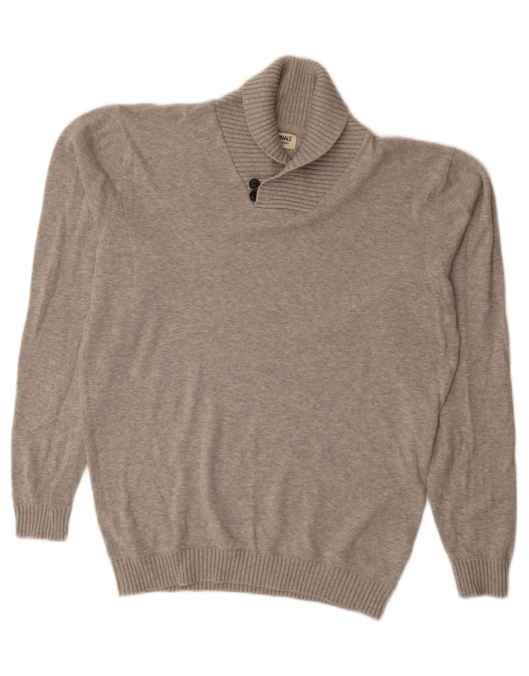 JACK & JONES Męski sweter z szalowym dekoltem, duży, szary, bawełniany