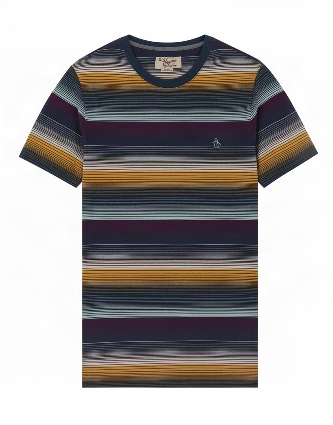 Męska koszulka t-shirt Penguin, średnia, wielokolorowe paski