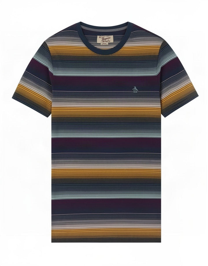 Męska koszulka t-shirt Penguin, średnia, wielokolorowe paski