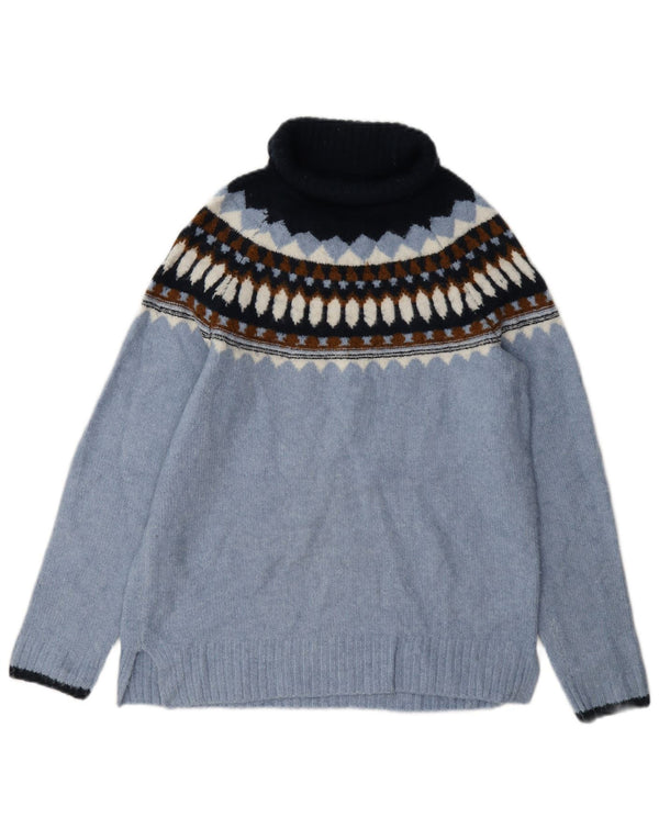 Marks & Spencer Damski sweter z golfem UK 6 XS Niebieski Fair Isle