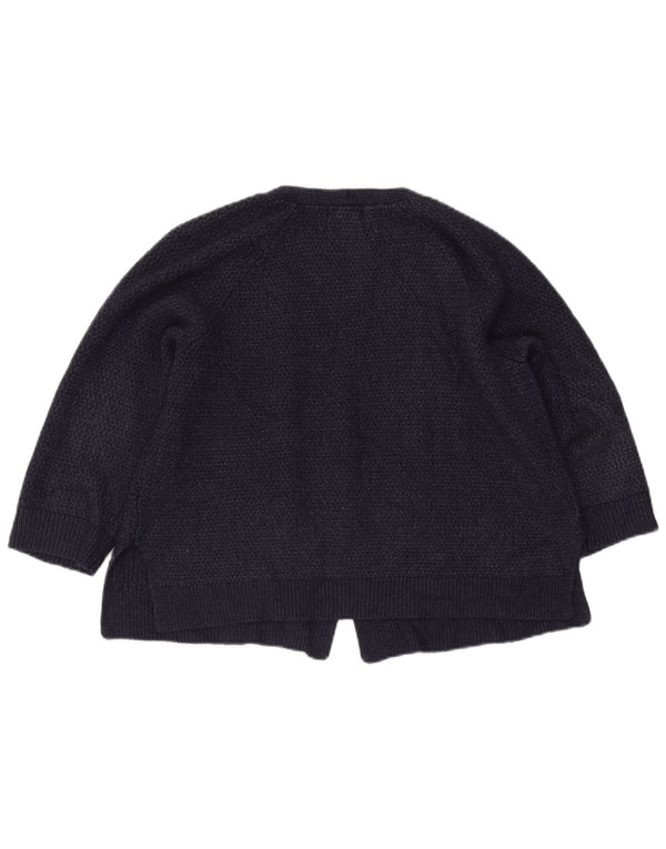 Damski sweter rozpinany Fat Face Crop 3/4 z rękawami UK 16, duży, granatowy