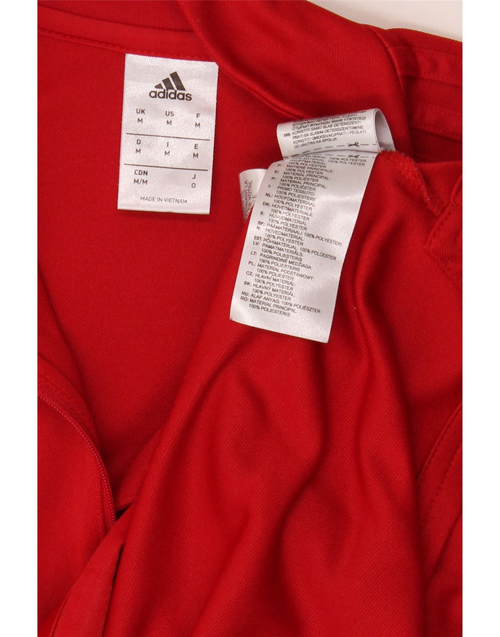 Męski dres Adidas z grafiką i zamkiem błyskawicznym, średni czerwony poliester