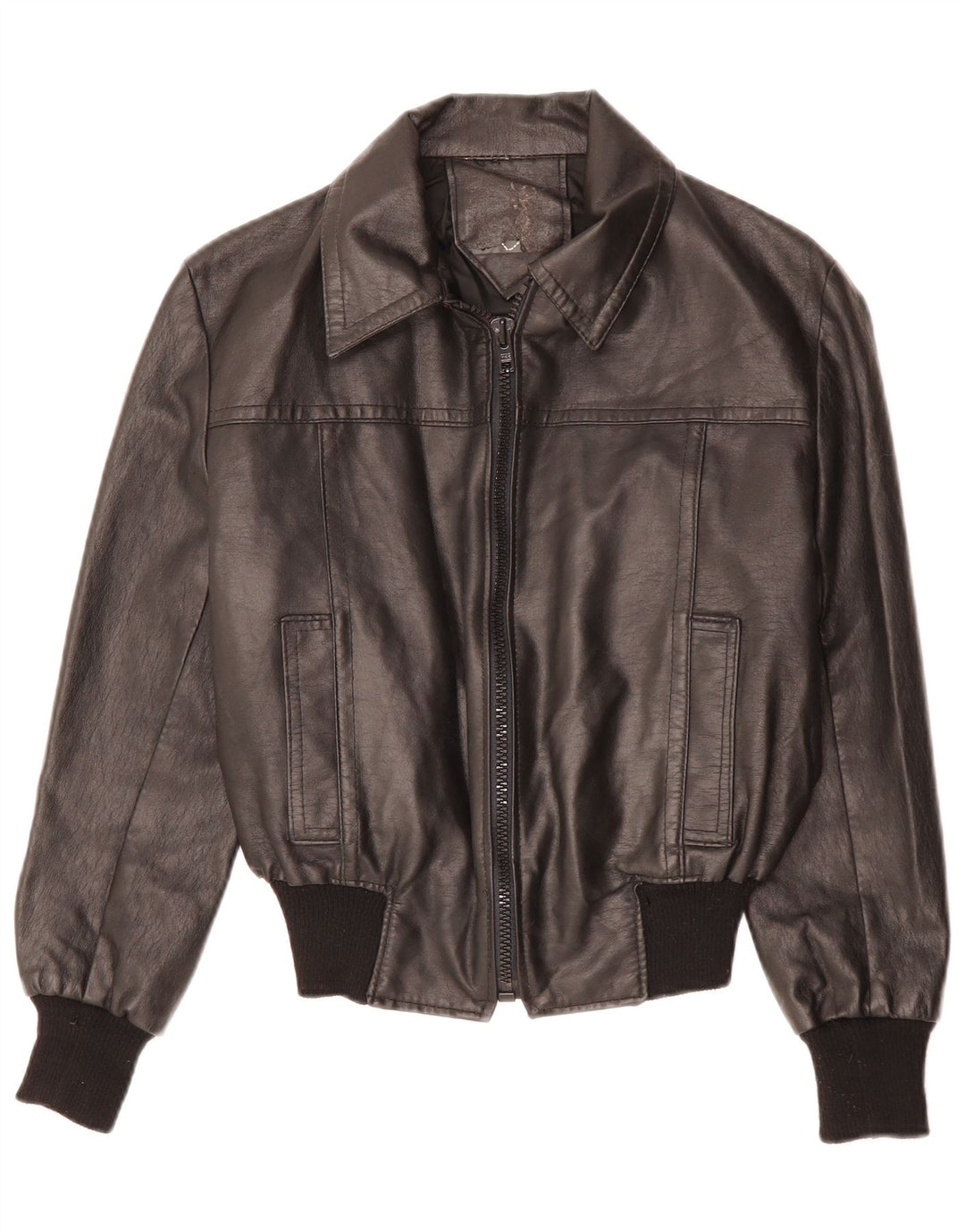 Damska kurtka skórzana VINTAGE UK 12, średnia czarna