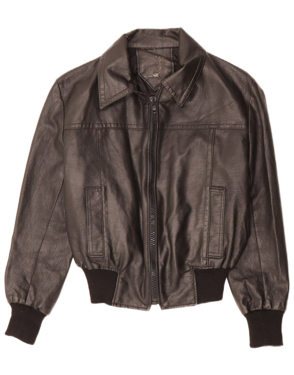 Damska kurtka skórzana VINTAGE UK 12, średnia czarna