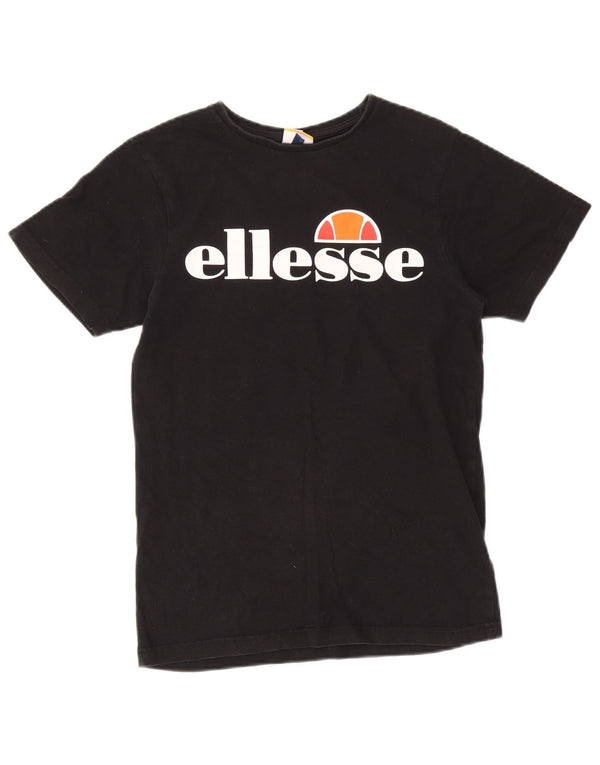 Damska koszulka z grafiką Ellesse Top UK 8, mała, czarna bawełna