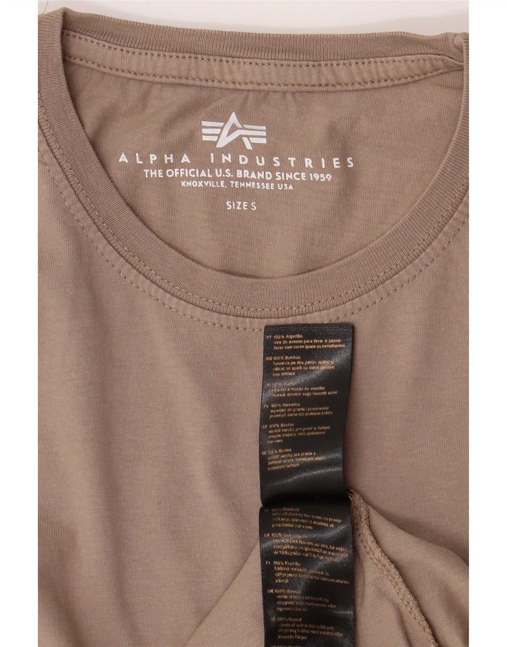 Męska koszulka z grafiką Alpha Industries, mała, brązowa, bawełniana