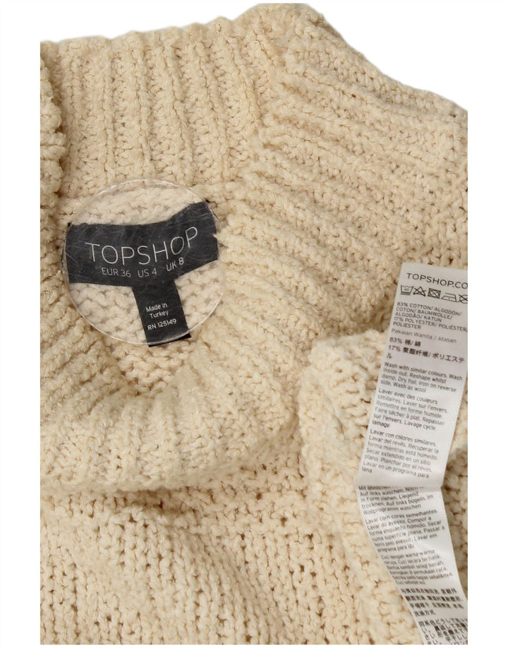 Damski sweter oversize z golfem Topshop UK 8, mały, w kolorze złamanej bieli