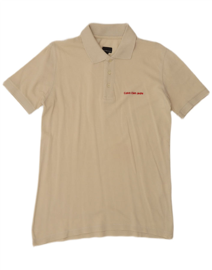 Męska koszulka polo Calvin Klein Jeans, średnio beżowa, bawełniana