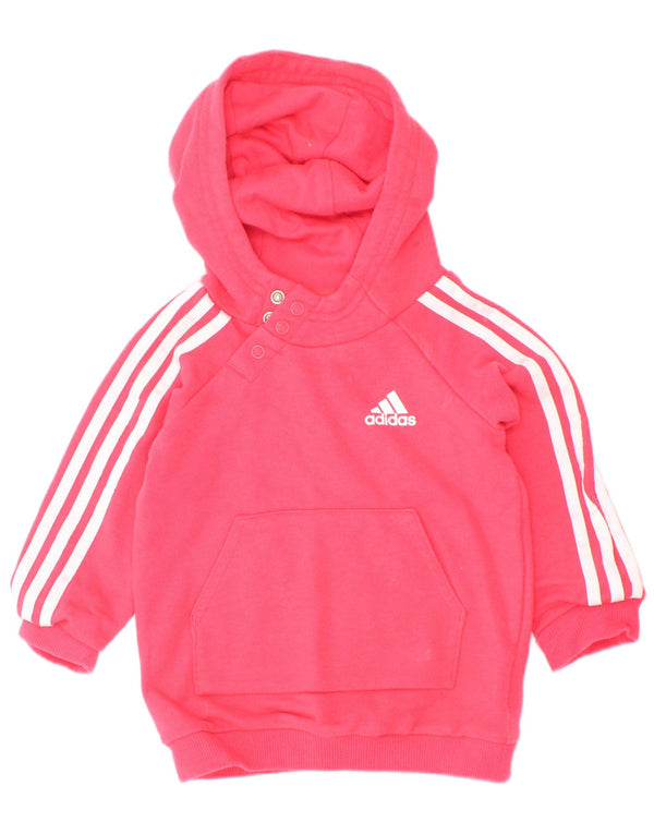 Adidas Baby Girls Bluza z kapturem i guzikami 3-6 miesięcy Różowa bawełna