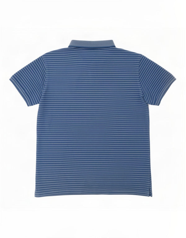 Trussardi Jeans Mens Polo Shirt Large Blue Pinstripe