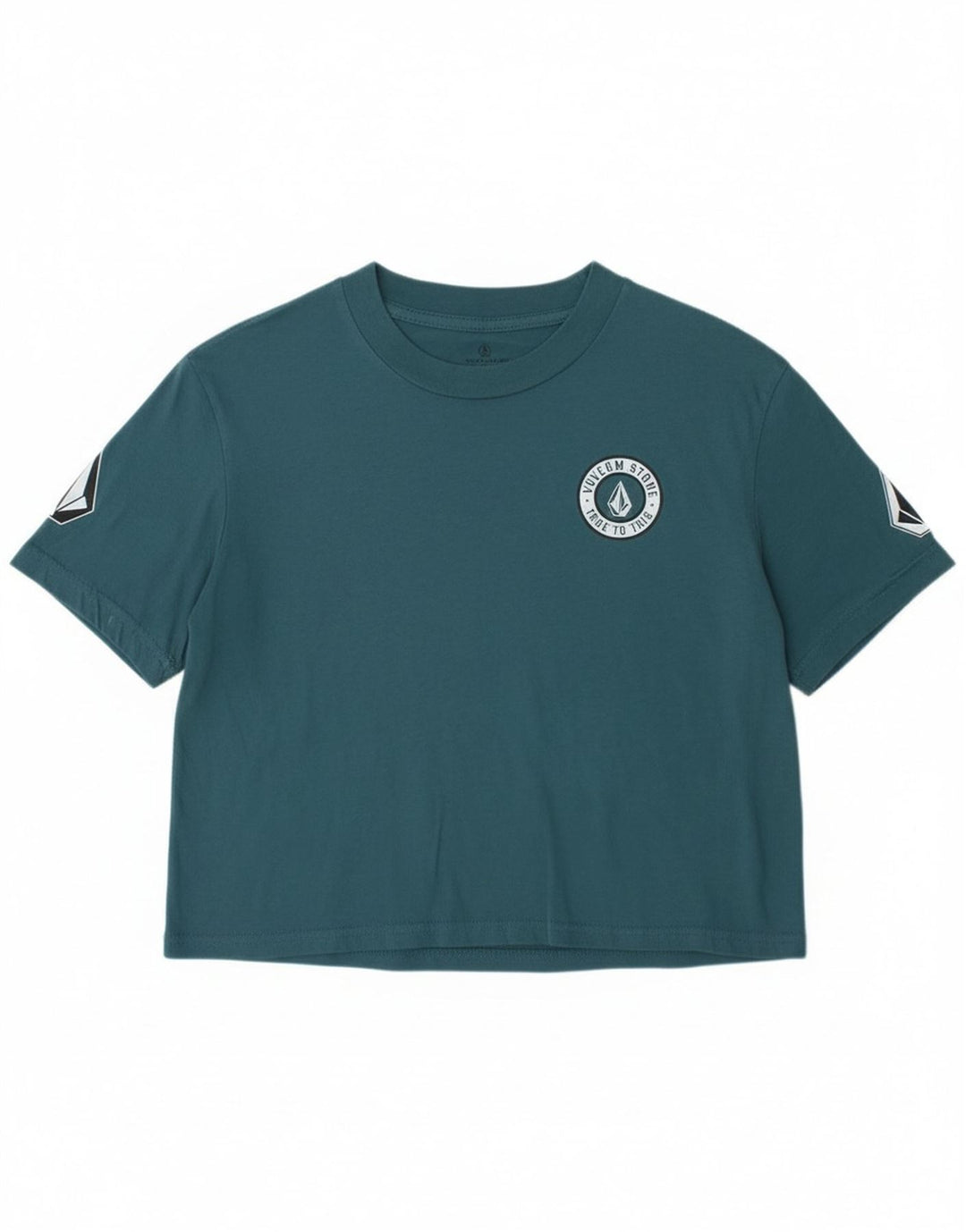 Damska koszulka o luźnym kroju z grafiką Volcom, rozmiar 4/6, mała niebieska