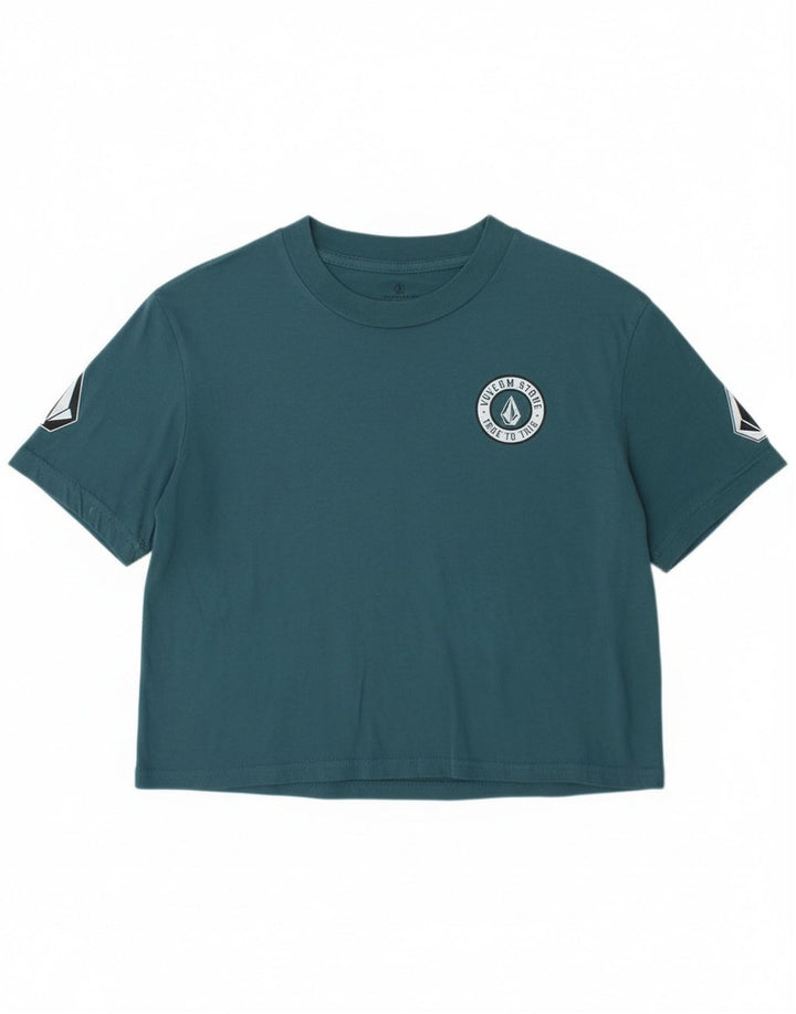 Damska koszulka o luźnym kroju z grafiką Volcom, rozmiar 4/6, mała niebieska