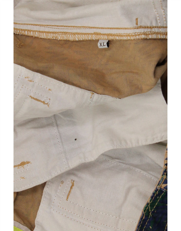 COAST Mens Abstract Pattern Cargo Shorts XL W38 Navy Blue Vintage Coast and Second-Hand Coast from Messina Hembry 