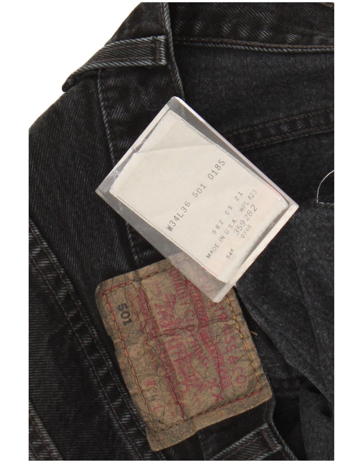 LEVI'S Mens 501 Straight Jeans W34 L30 Black Cotton