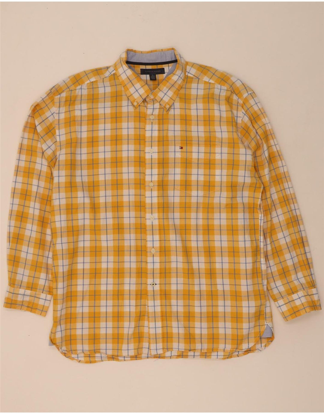 Koszula męska Tommy Hilfiger XL, bawełniana w żółtą kratkę