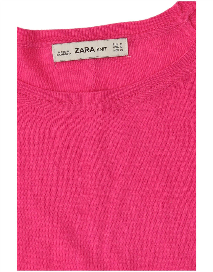 Damski sweter oversize z dekoltem w łódkę Zara UK 14, średni róż
