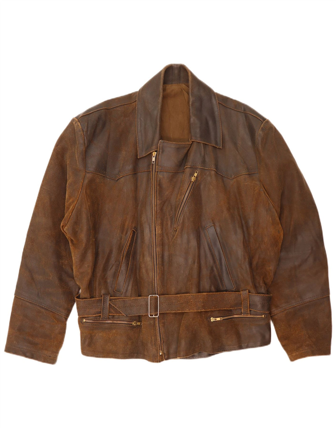 Vintage męska skórzana kurtka motocyklowa UK 42 XL brązowa