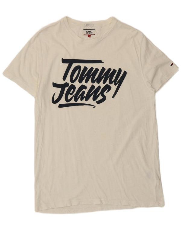 Męski T-shirt z grafiką o regularnym kroju Tommy Hilfiger, duży, biały, bawełniany