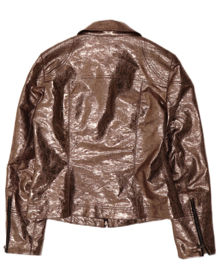 Damska kurtka użytkowa ze sztucznej skóry AMBIENTE UK 14, duży, brązowy poliester