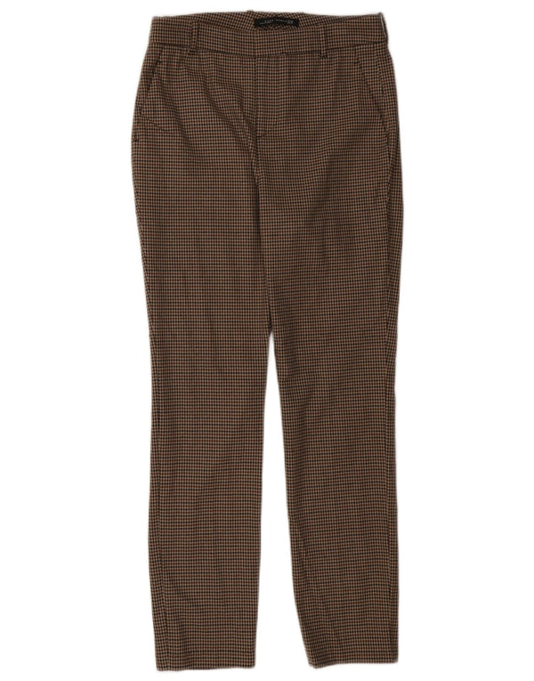 Spodnie damskie Zara Slim Chino EU 38 Small W28 L28 Brązowe pepitkę