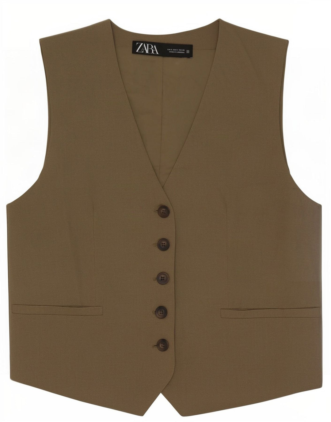 Damska kamizelka Zara UK 10, mała, khaki, poliester