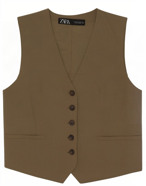 Damska kamizelka Zara UK 10, mała, khaki, poliester