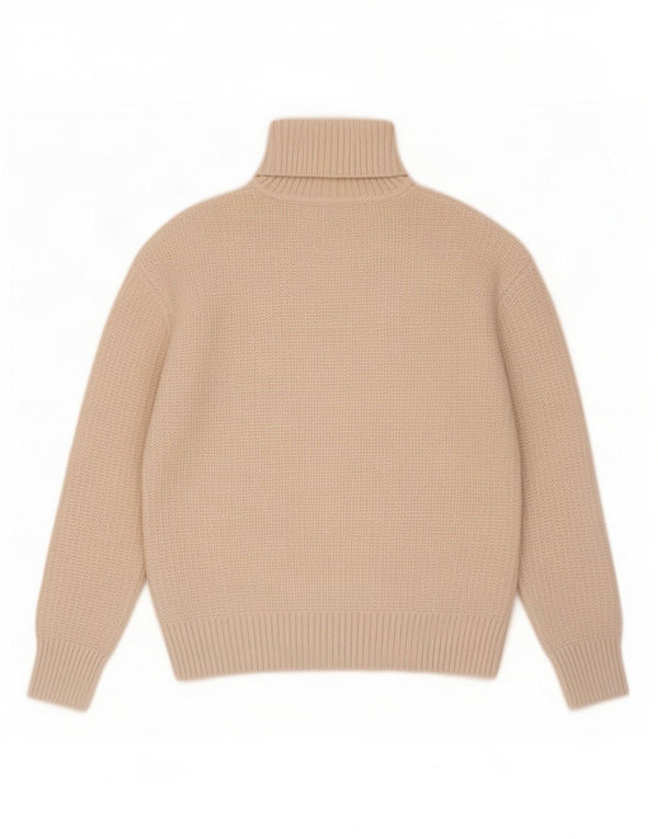Marks & Spencer Damski sweter z golfem, UK 10, mały, beżowy poliester