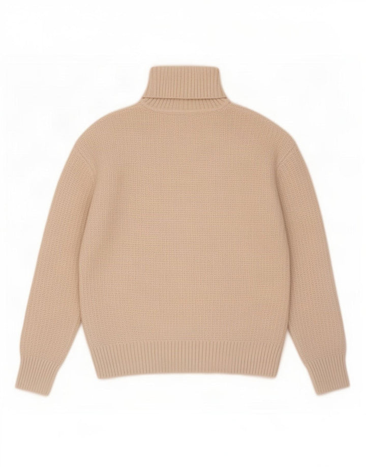 Marks & Spencer Damski sweter z golfem, UK 10, mały, beżowy poliester