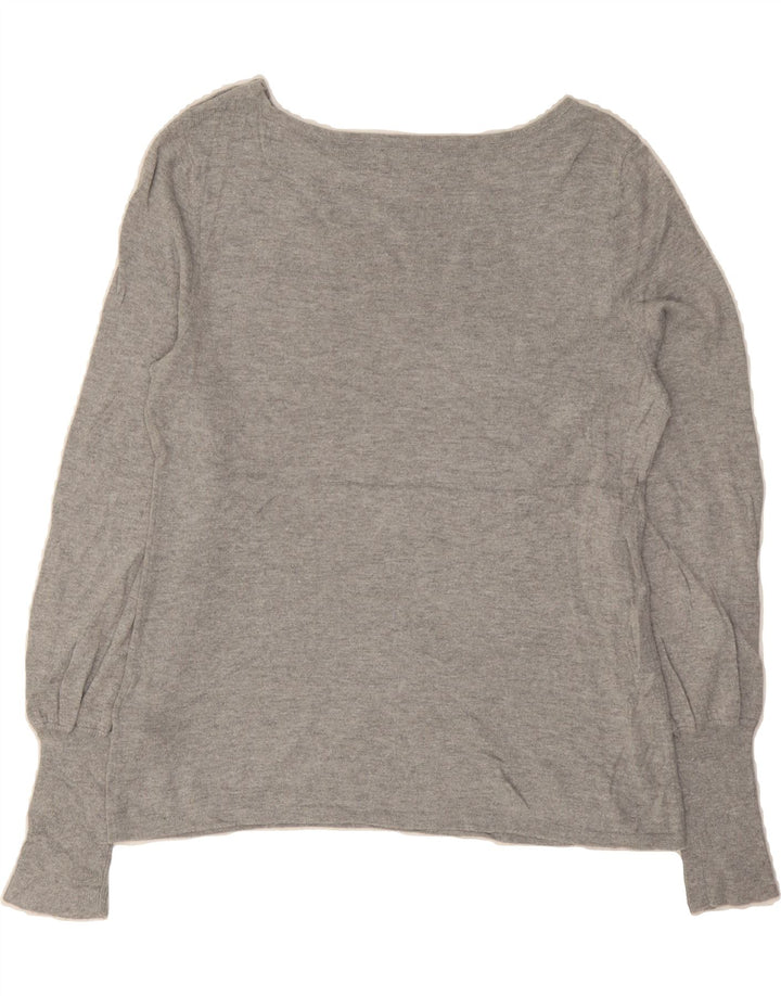 CHAPS Womens Boat Neck Jumper Sweater UK 12 Medium Grey Cotton Vintage Chaps and Second-Hand Chaps from Messina Hembry 
